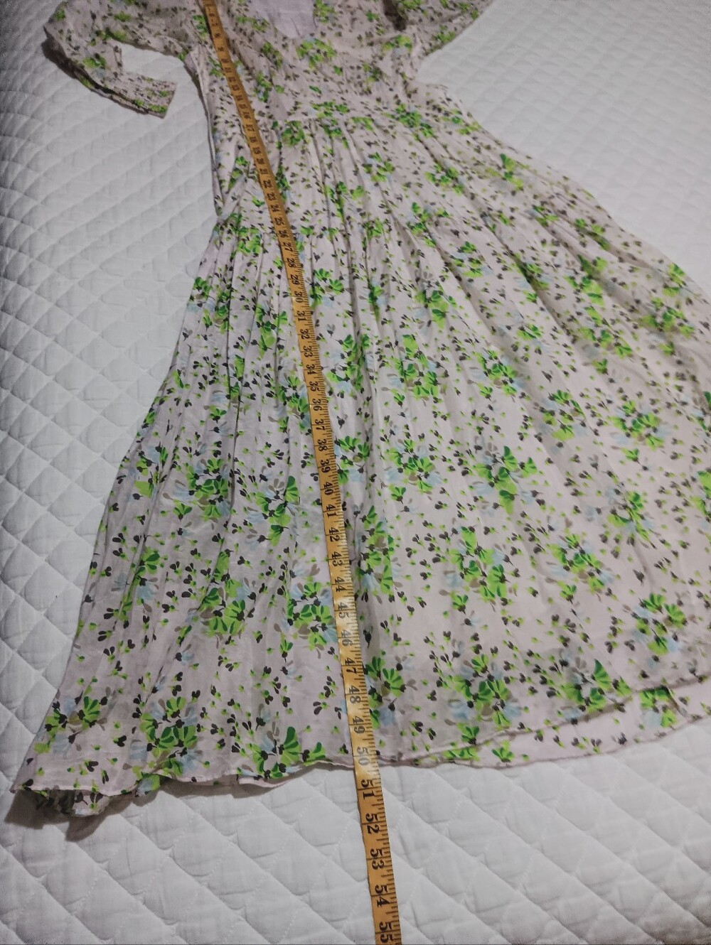 ME+EM Soft Pink- Green Floral Midi Dress. Pockes, Zipper On Side, V-neck Size 8 - Picture 16 of 16